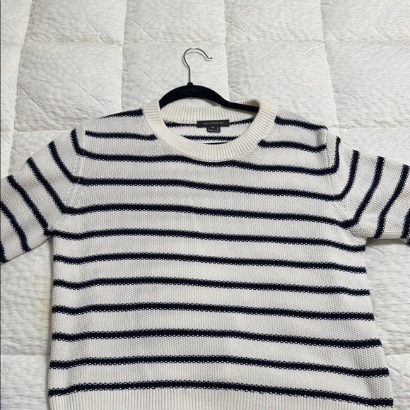 Striped Navy and White Cropped Sweater - Picture 1 of 1